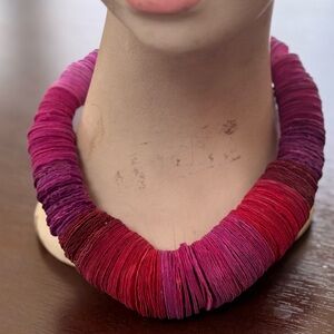 Vibrant Gradient Pink Disc Statement Necklace